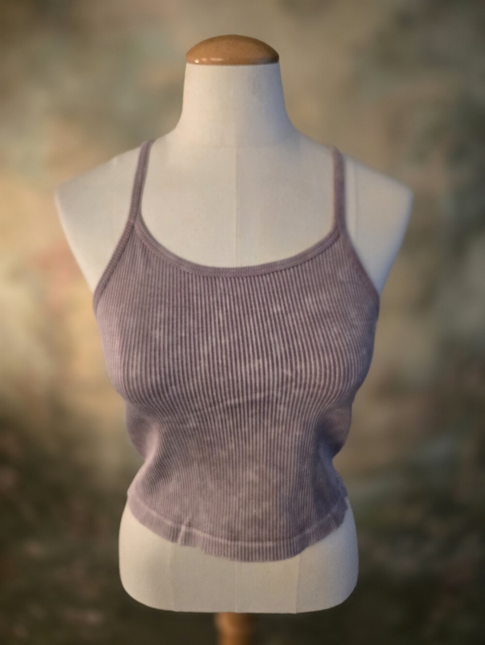 Aura Vintage Style Mineral Wash Ribbed Crop Tank Top  ML